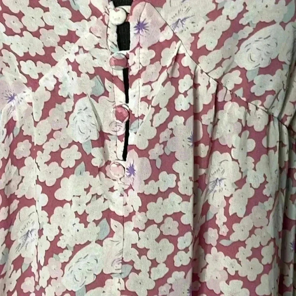 SABO Ruched Floral Raw Hem Midi Dress Size 4 - Picture 5 of 8